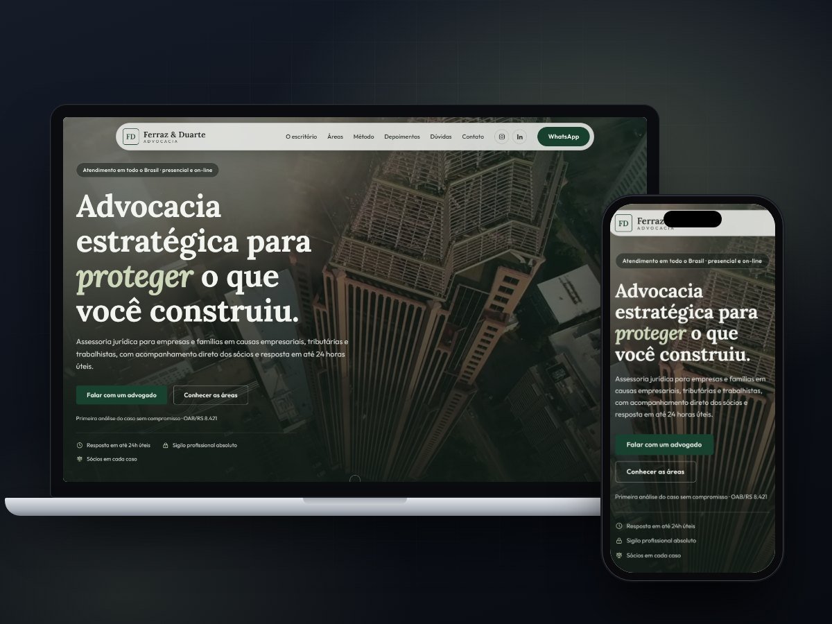 Landing page para escritório de advocacia: Ferraz & Duarte Advocacia