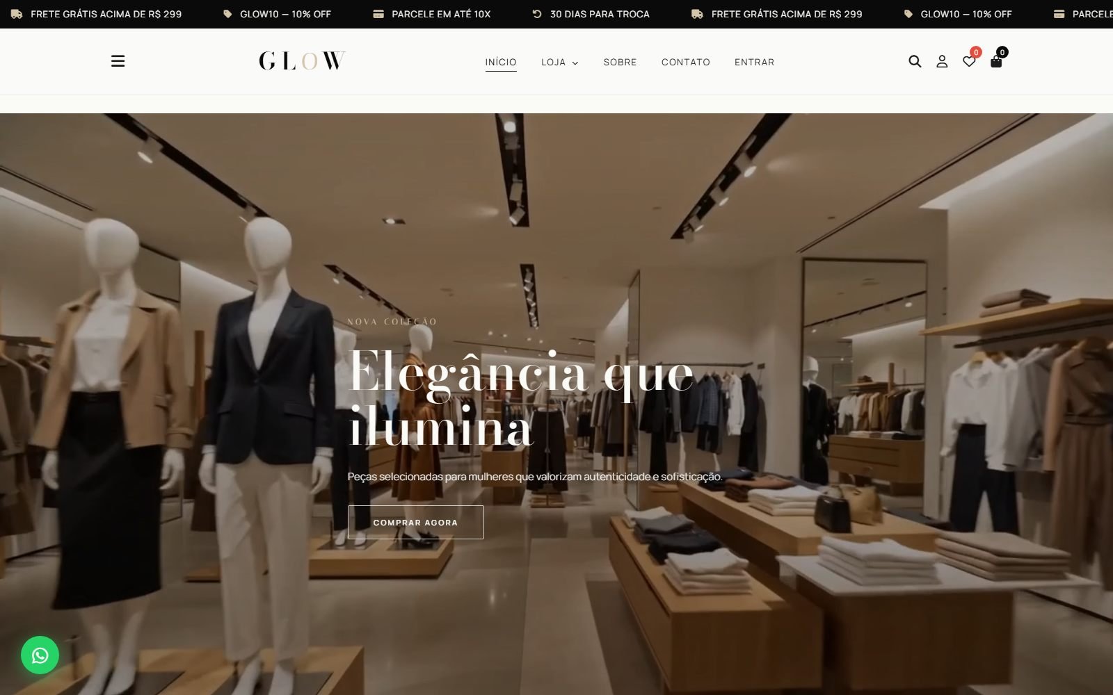 Glow: loja virtual pronta pra vender